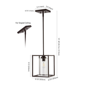Quinn 8.13" Industrial Farmhouse Iron/Glass LED Pendant - JONATHAN Y